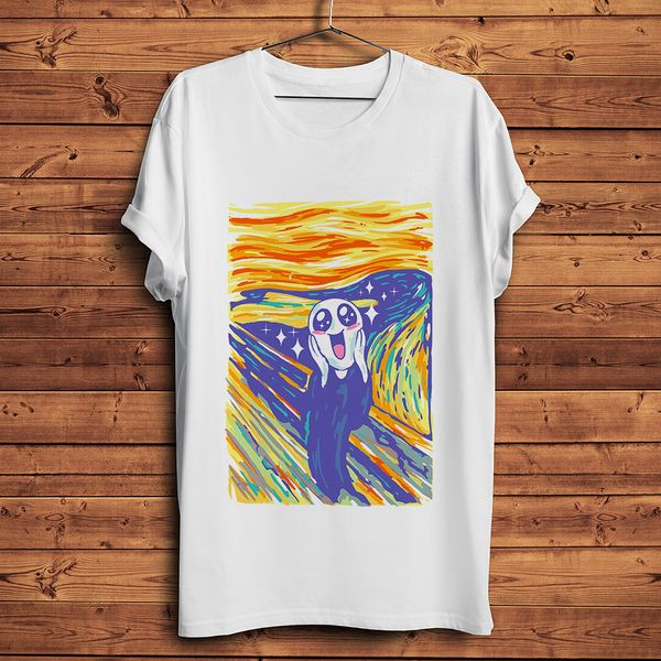 

the kawaii scream skrik funny artistic t-shirt homme summer new short t shirt men white casual tshirt streetwear