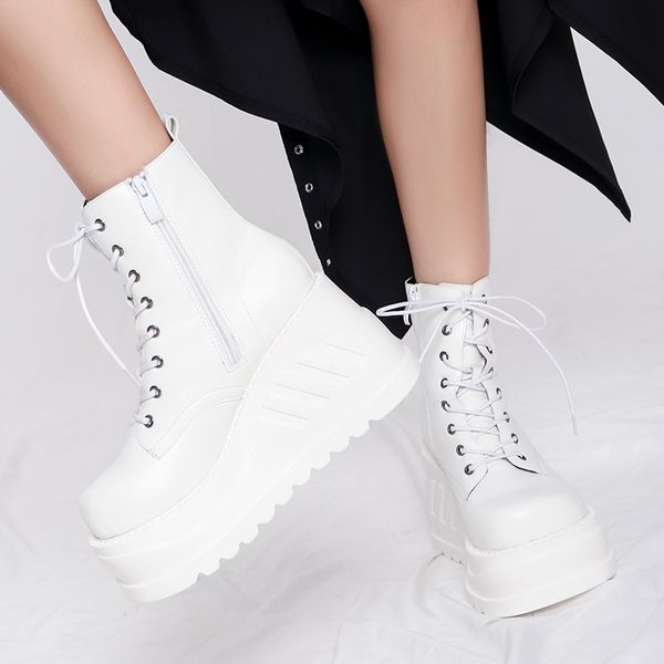 

ankle boots women punk shoes women classics gothic boots designer wedges wedge platform black vrouwen laarzen