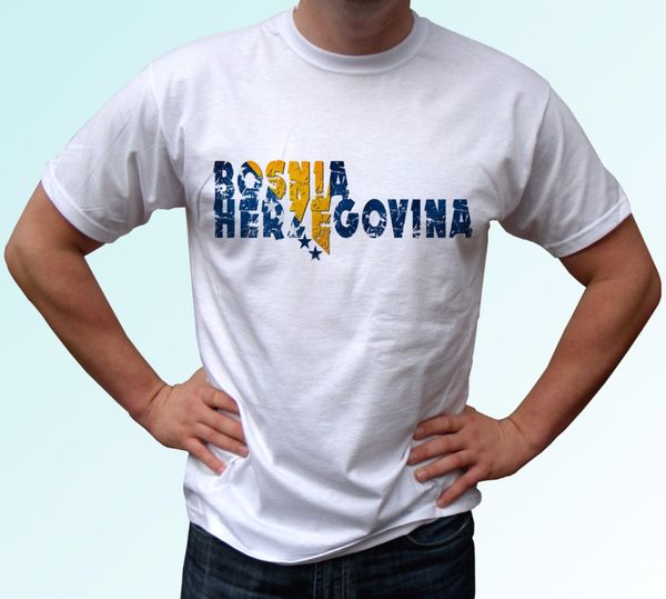 

2019 men tee shirts fashion o neck short sleeves boy cotton men bosnia flag - white t-shirt funny t shirt