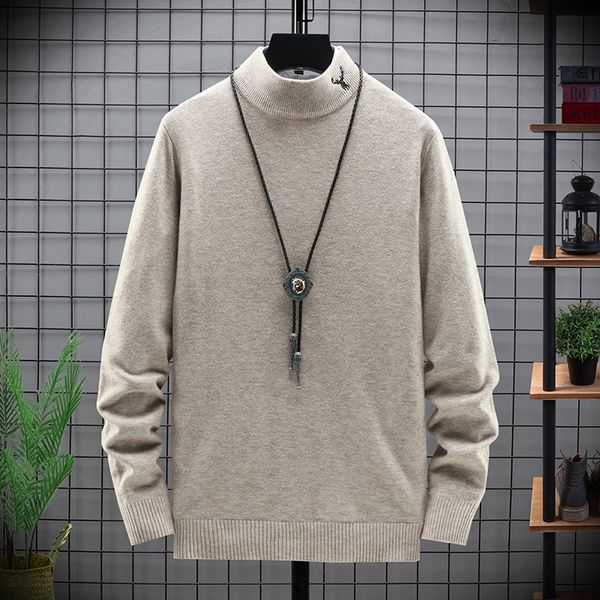 

men's sweaters fall winter half turtleneck thick mens christmas sweater fashion deer embroidery quality warm slim men pullover, White;black