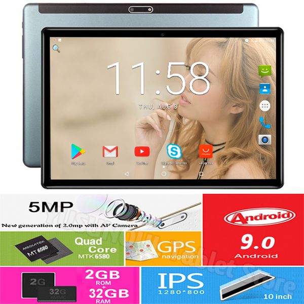 

new tablet pc 10.1 inch android 9.0 google play 3g phone call tablets wifi bluetooth gps 2.5d tempered glass 10 inch tablet