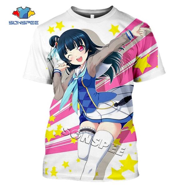 

men anime loli girl love live 3d print shirts hentai plus size funny men clothing