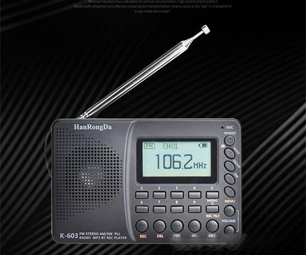 

k-603 radio fm/am/sw world band receiver mp3 player rec recorder with sleep timer black fm radio recorder