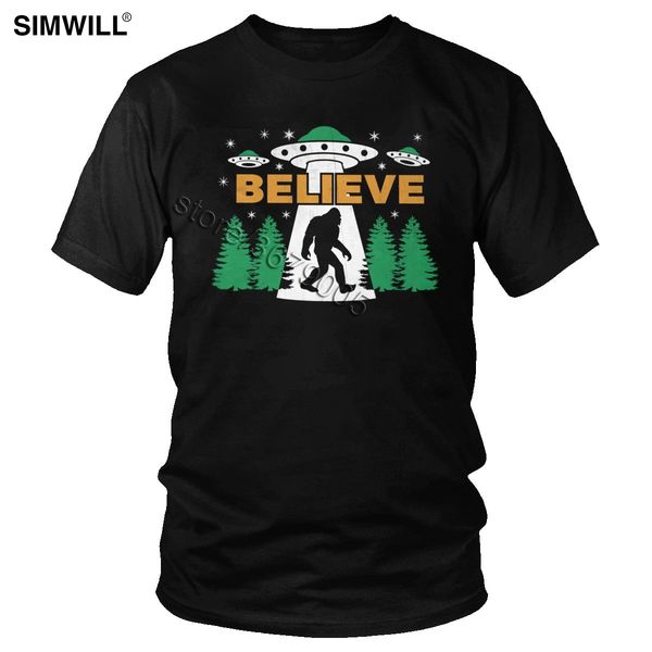 

classic bigfoot ufo aliens shirt believe sasquatch gift t-shirt graphic cotton tshirt men short sleeved vintage science t shirts
