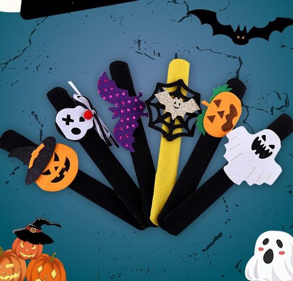 

halloween clap ring kids wrist band cartoon wristband hallowmas pumpkin bat skull devils strap christmas children bracelet party gifts d9903, Silver