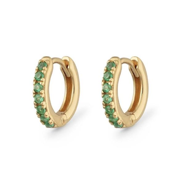 

lozrunve trendy jewelry 925 silver ruby emerald rainbow mini hoop huggie earring, Golden;silver