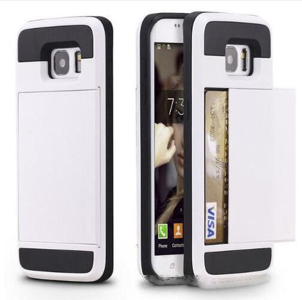 

slide card slot holder phone case for samsung galaxy s8 s9 plus s7 s6 edge note 8 hybrid plastic tpu silicone back cases cover