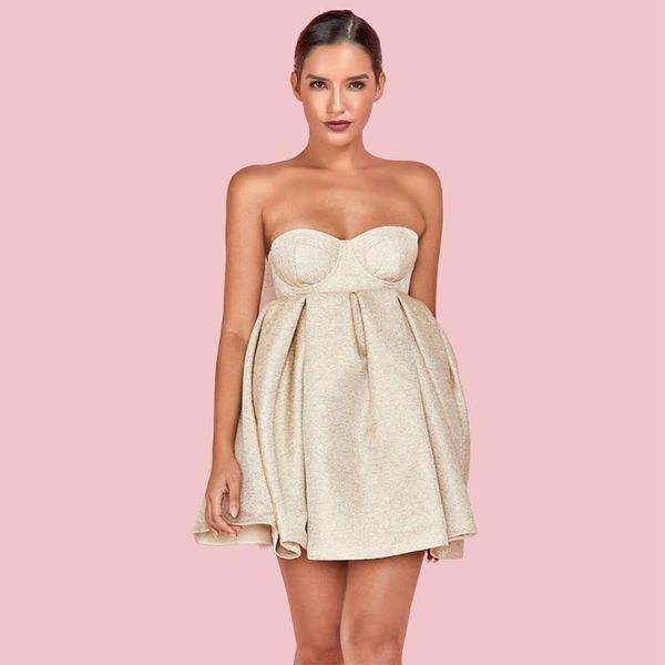 

casual dresses ocstrade nude strapless sleeveless mini flouncy bodycon dress hi1103-nude, Black;gray