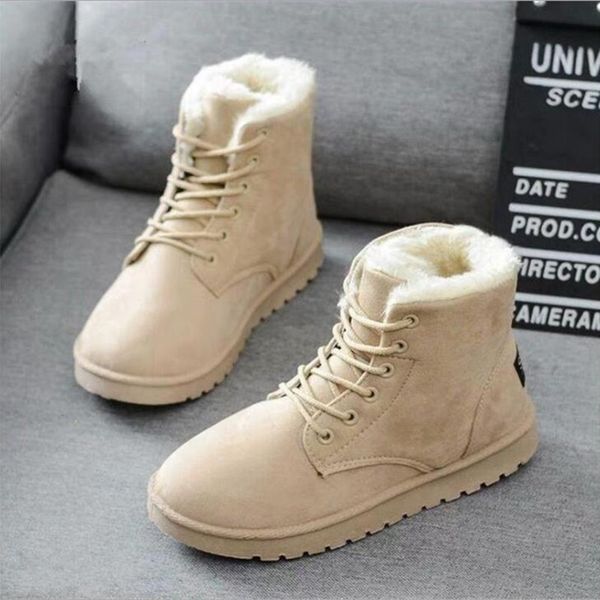 

winter boots women snow boots shoes woman fashion flat winter ankle cow suede warm booties 2020 new warm, Black