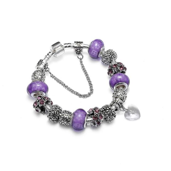 

men and women purple beaded metal bracelet stainless steel fashion beaded metal chain snake chain ladies party charm couple gift, Golden;silver