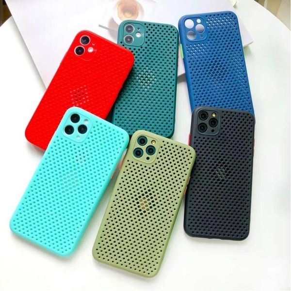 

for iphone 11 pro max matte cooling phone case mesh breathable drop-proof tpu soft shell for iphone 7 8 plus xs max xr