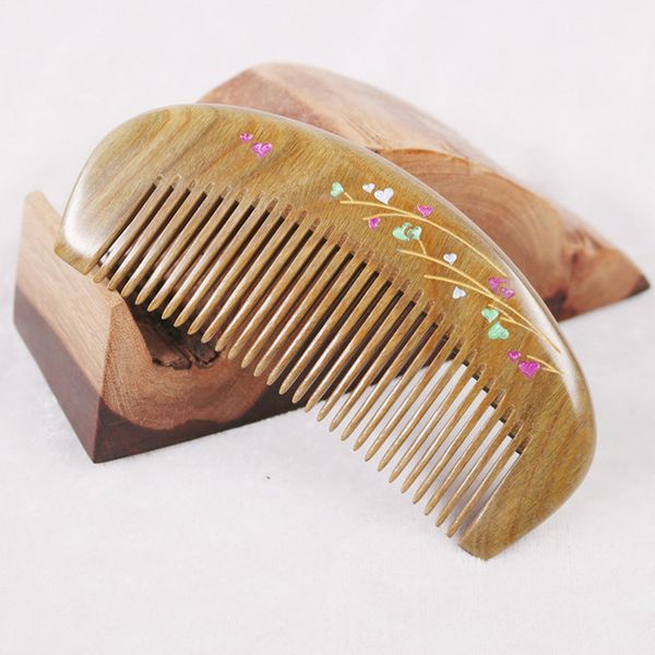 

anti-static pocket wooden comb wood hair comb hair salon styling tools hairdressing care barbers handle brush, Silver