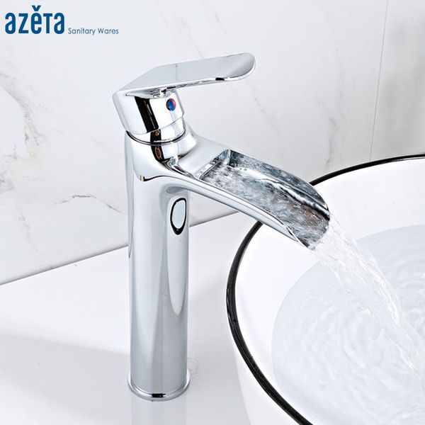 

azeta basin faucets modern chrome bathroom mixer tap single handle waterfall wash basin tap brass faucet sink mixer at4206h