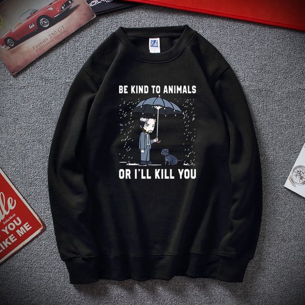 

new winter fashion streetwear john wick will be kind to animals mens hoodies casual cotton fleece sweatshirt sudadera hombre