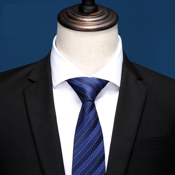 

2020 designer new fashion white dot navy blue striped 8cm ties for men necktie business formal suit with gift box, Black;gray