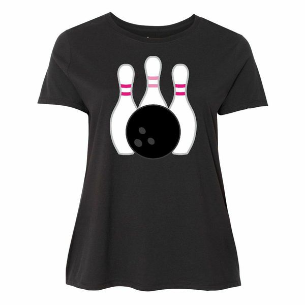 

inktastic bowling pins (pink) women's plus size t-shirt team ball gift bowl tees sportswear tee shirt