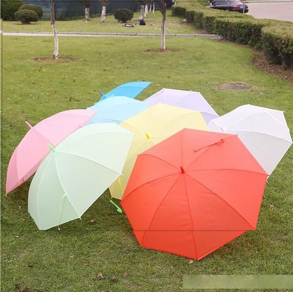 

pvc transparent clear long-handle umbrella colorful beach umbrella for men women children dance performance waterproof umbrellas e22404