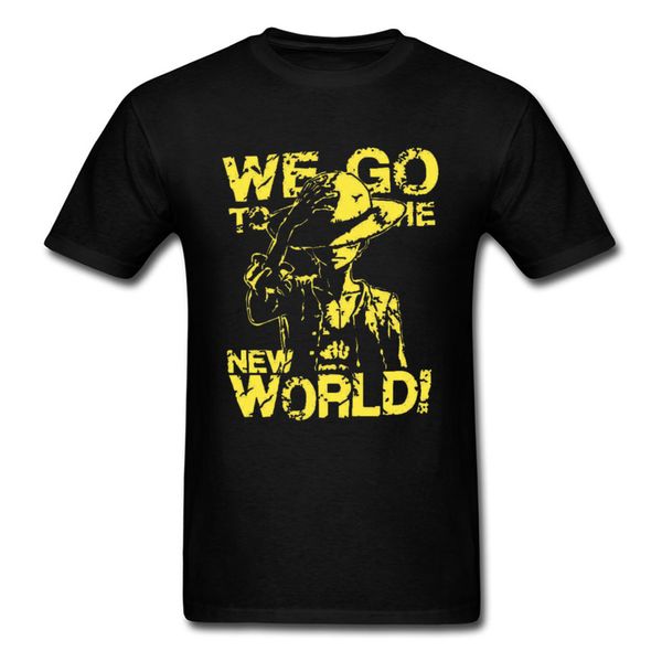 

japan street t-shirt men one piece tshirt straw hat luffy t shirts anime figure design we go to the new world pirates tees