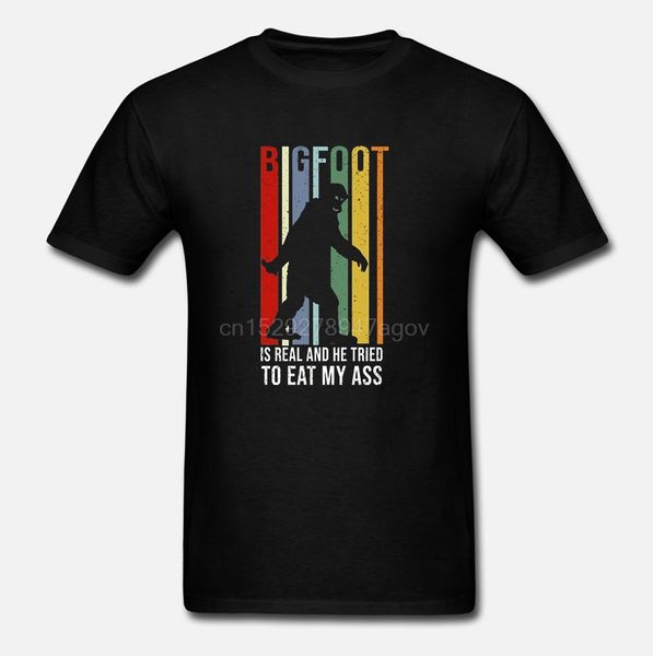 

bigfoot is real and he tried to eat bigfoot men t shirt black size s 3xl