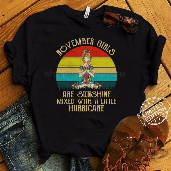 

november girls are sunshine mixed with a little hurricane vintage t-shirt 2019 summer men's short sleeve t-shirt