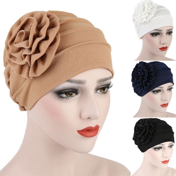 

lnrrabc solid color fashion women flower hat baggy side decals turban head cap accessories, Blue;gray