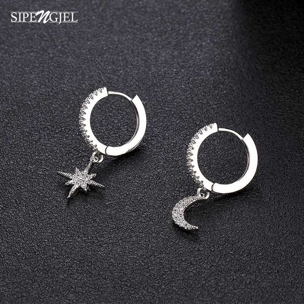 

new fashion cute star and moon drop earrings gold and silver color classic earrings for women korean jewelley pendientes plata, Golden;silver