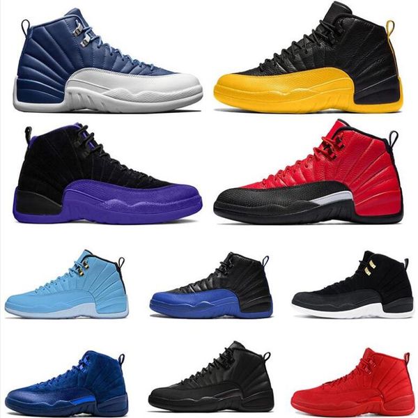 

2020 stone blue 12 jumpman 12s mens basketball shoes retro reverse flu game university gold dark concord trainers sports sneakers size 13