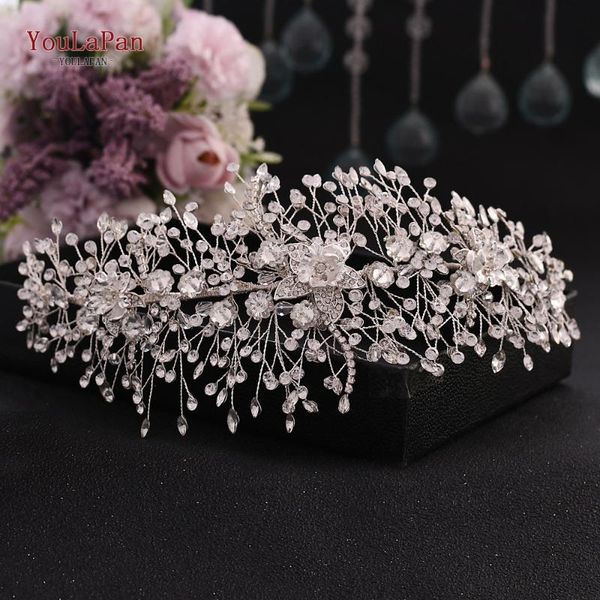

youlapan delicate tiaras for brides hair vine crystal headband for women crown nobleÂ rhinestone bridal headband hair jewel hp286, Golden;silver
