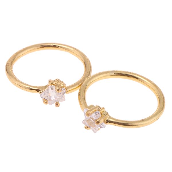 

2 pcs побрякушки звезда циркон медный нос кольцо пирсинг украшения вспомогательное оборудование, Slivery;golden