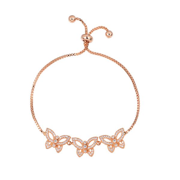 

weimanjingdian brand rose gold / white gold color plated three butterflies cz adjustable bracelet for women, Golden;silver