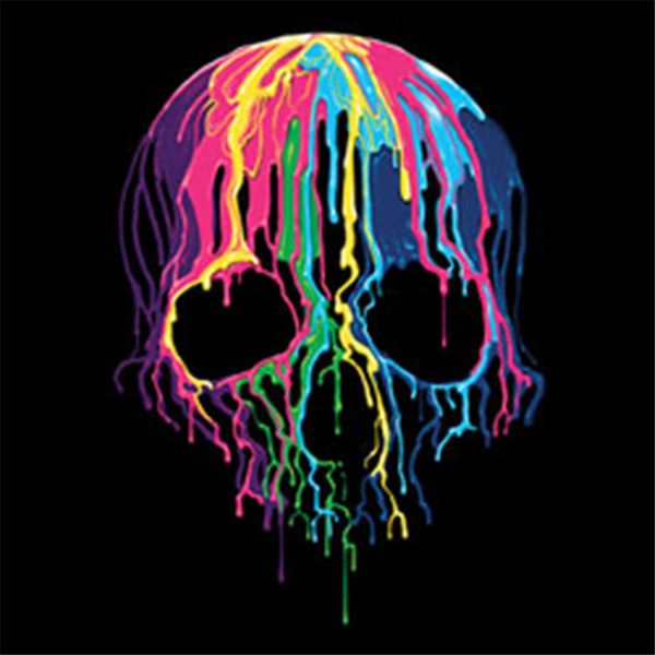 

colorful painted trippy gothic melting skull funny cool t-shirt tee cool tee shirt