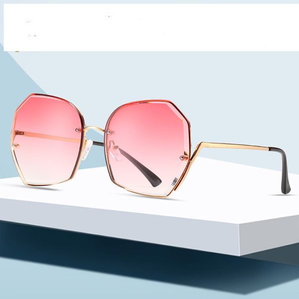 

sunglasses 2021 brand big rimless frame women design fashion trendy oversized glasses gradient uv with box fml, White;black