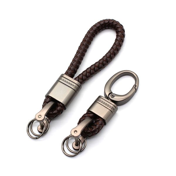 

1set leather car keychain weave hook straps car remote short keyrings