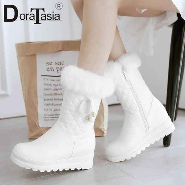 

doratasia размер 34-43 новая зима теплая fur boots дамы боути zip платформы обувь женщина отдыха партии comfort boots женщины 2020, Black