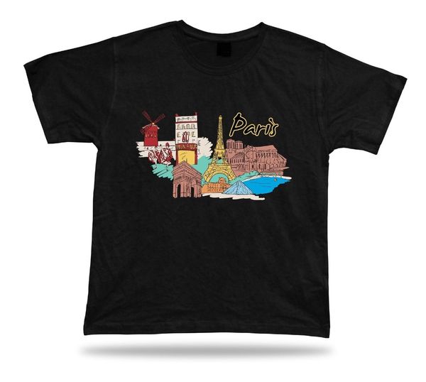

paris eiffelturm arc de triomphe notre-dame shirt brand 2019 summer kpop fashion casually crew neck basic shirt