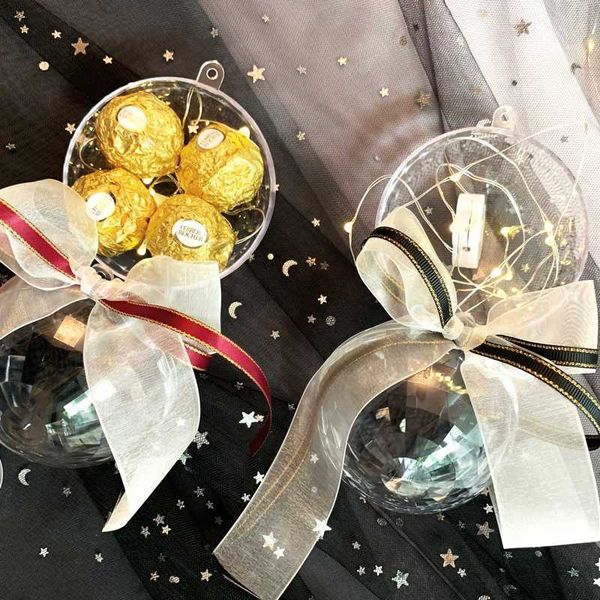 

gift wrap 10 pcs/lot acrylictransparent wedding candy box creative diamond ball with bowknot package bag party decor supplies