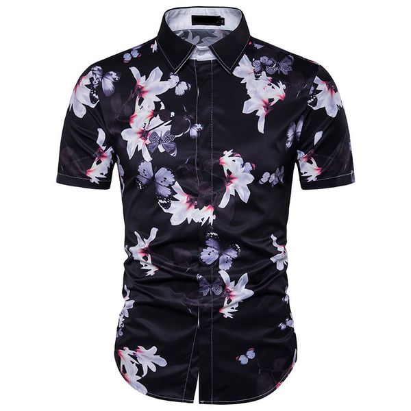 

men's casual shirts the 2021 personalized floral print design european and american short-sleeved comfortable beach shirt, White;black