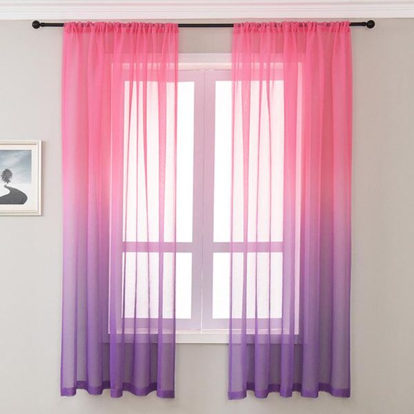 

living room window curtain romantic reversible ombre drape voile panel tulle gradient color cafe bedroom kitchen home decor
