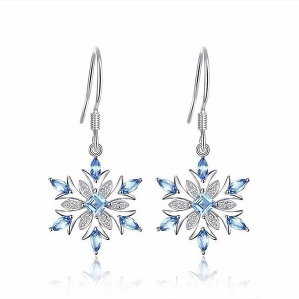 

fashion crystal snowflakes with tiny zircon ear hooks earrings classic lady snowflake drop earrings jewelry for women gift, Silver