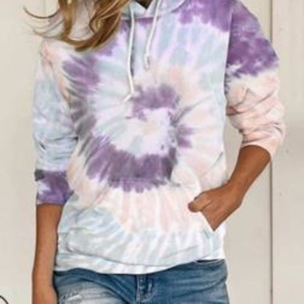 

women's loose tie-dyed printed hooded long-sleeved for autumn and winter 2020 women's loose tie-dyed printed hooded long-sleeved s, Black
