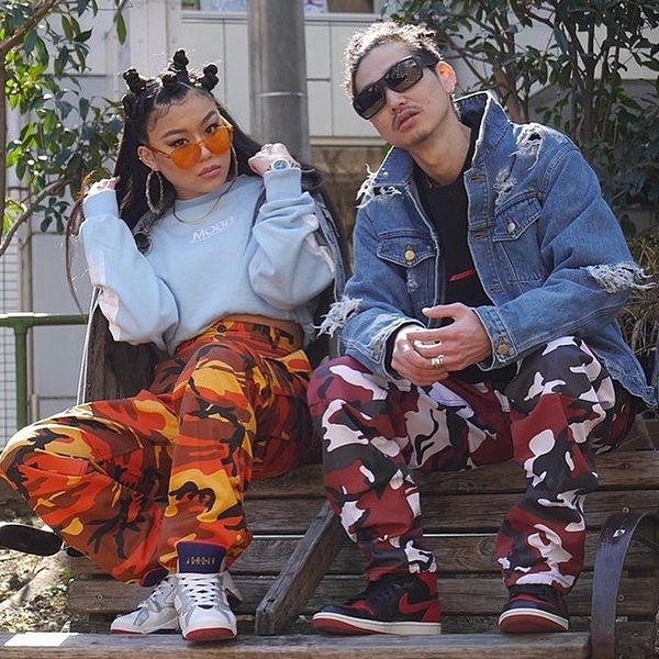 

camouflage casual trousers men fashion hip-hop multi-pocket cotton cargo pants couple loose plus size sports vintage, Black