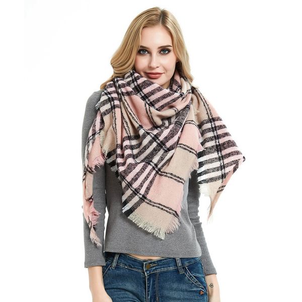 

women's plaid blanket scarf warm cozy tartan wrap oversized shawl cape, Blue;gray