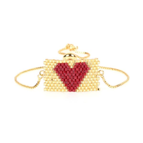 

imported rice bead braided heart-shaped pull bracelet europe, Black