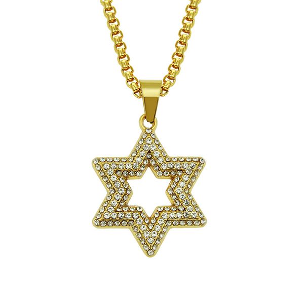 

pendant necklaces hip hop rhinestones paved bling iced out jewish star of david hexagram pendants necklace for men rapper jewelry drop, Silver