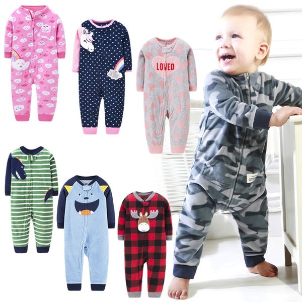 

newborn baby boys spring baby romper girl romper infant fleece jumpsuit for kids new born baby clothes, Blue