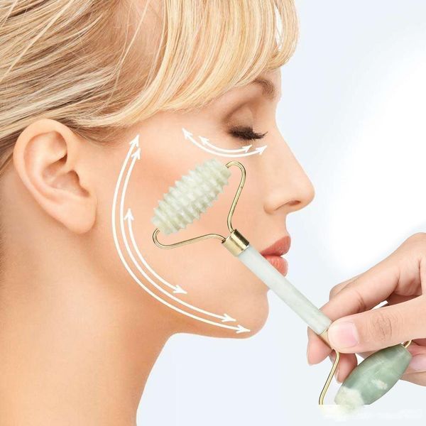 

portable women pratical facial massage roller natural jade anti wrinkle face slimming shaper body foot relaxation beauty tool