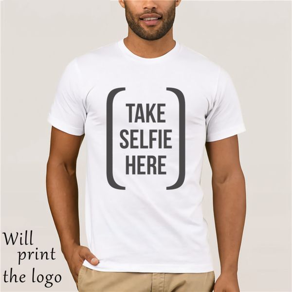 

take selfie here mens graphic printed t-shirt