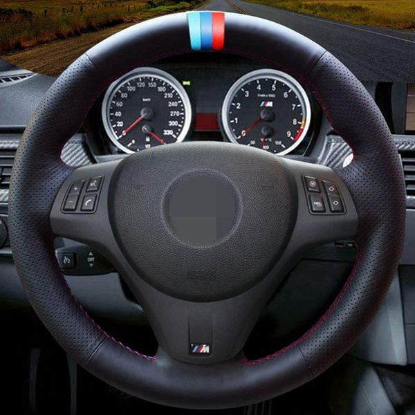 

hand-stitched black artificial leather car steering wheel cover for bmw m sport m3 e90 e91 e92 e93 e87 e81 e82 e88 x1 e84