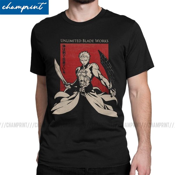 

emiya unlimited blade t shirt men's cotton novelty t-shirts fate grand order fgo game tee shirt short sleeve clothes new arrival