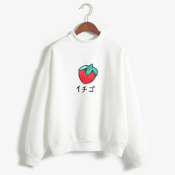 

japanese kawaii fruit print sweatshirt women spring 2020 clothing harajuku kpop white khaki pink sweatshirts schoolgirl, Black